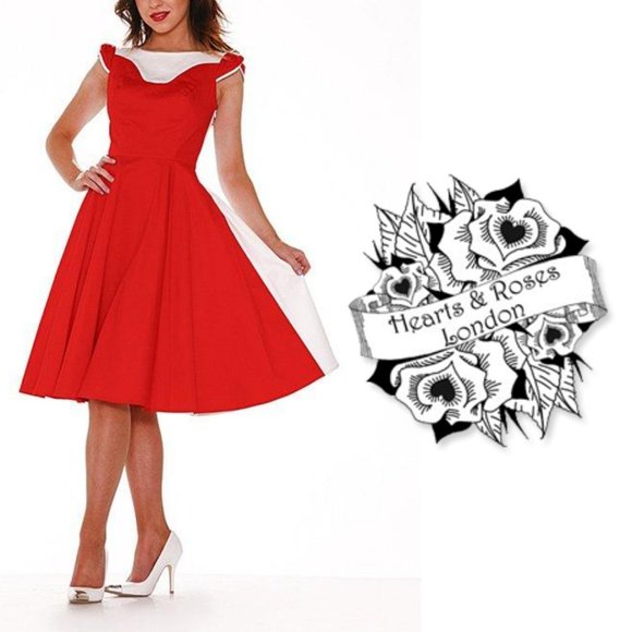 red and white swing dress